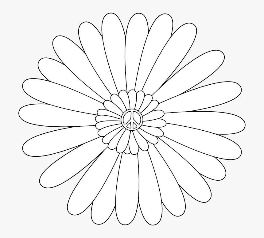 Peace Symbol Peace Sign Flower 55 Black White Line - Little Champs School Gaya, HD Png Download, Free Download