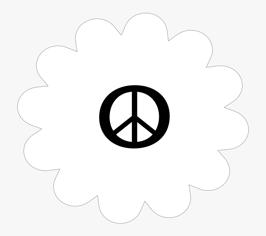 Peace Symbol Peace Sign Flower 59 Black White Line - Daisy Peace, HD Png Download, Free Download