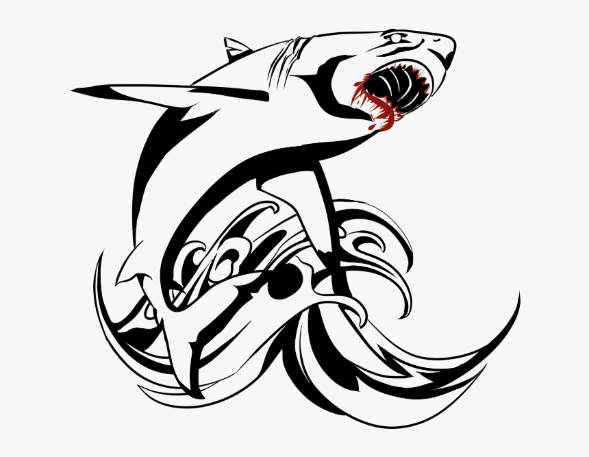 Tribal Shark Designs , Png Download - Great White Shark Tattoo Drawing,  Transparent Png - kindpng
