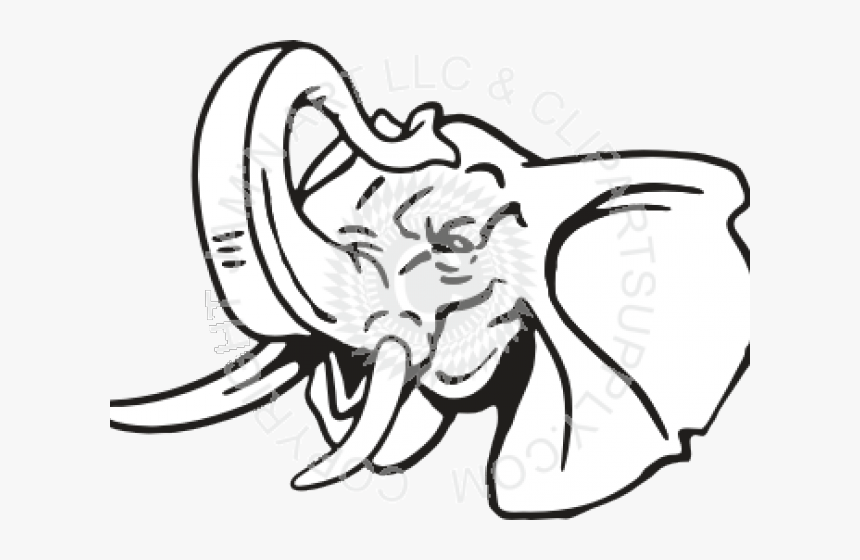 Trunk Clipart Elephant Head - Elephant Head With Trunk Up, HD Png Download, Free Download