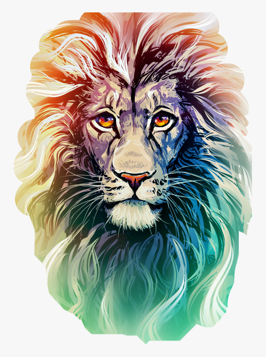 Transparent Lion Head Roar Png - Colour Pencil Art Face, Png Download, Free Download