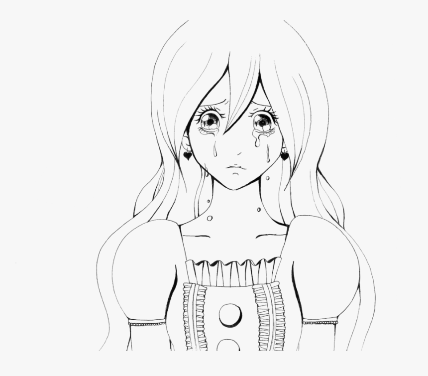 Girl Crying Drawing At Getdrawings - Line Art, HD Png Download, Free Download