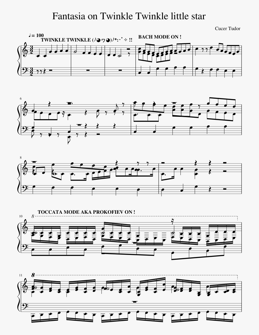 Mozart Twinkle Twinkle Little Star Sheet Music, HD Png Download, Free Download