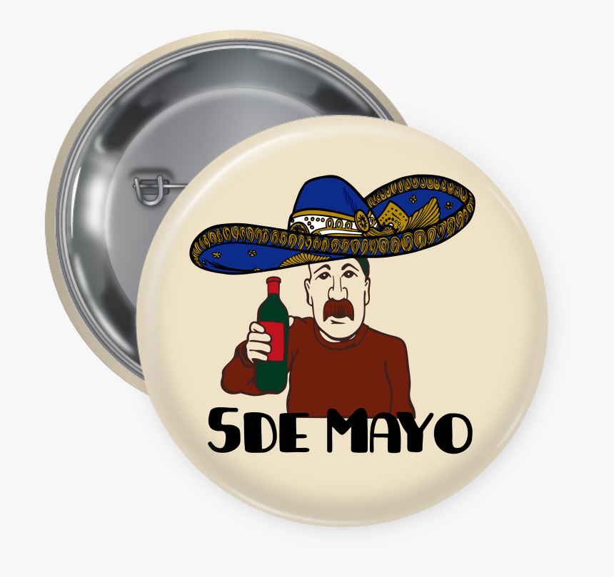 5 De Mayo Pin Backed Button - Cartoon, HD Png Download, Free Download