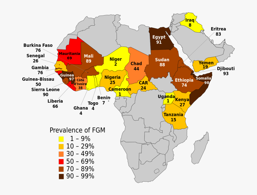 Unicef Fgm Prevalence Map, HD Png Download, Free Download