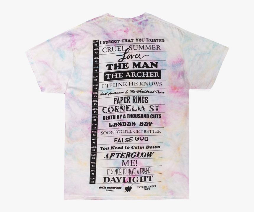 Stella X Taylor Swift Marble Dye Tee With Tracklist - Taylor Swift Lover Tracklist Shirt, HD Png Download, Free Download