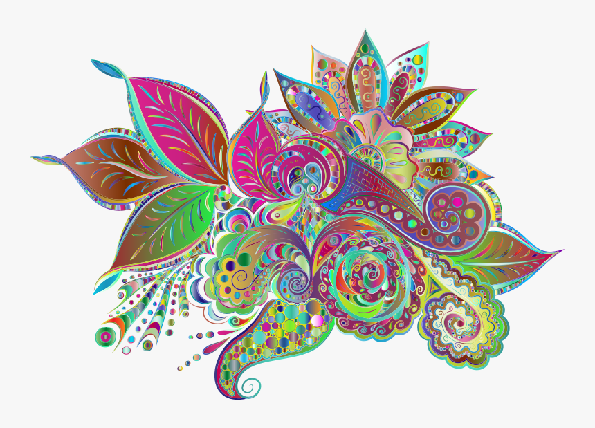 Prismatic Ornamental Floral Line Art No Background - Warna Warni Hiasan Png, Transparent Png, Free Download