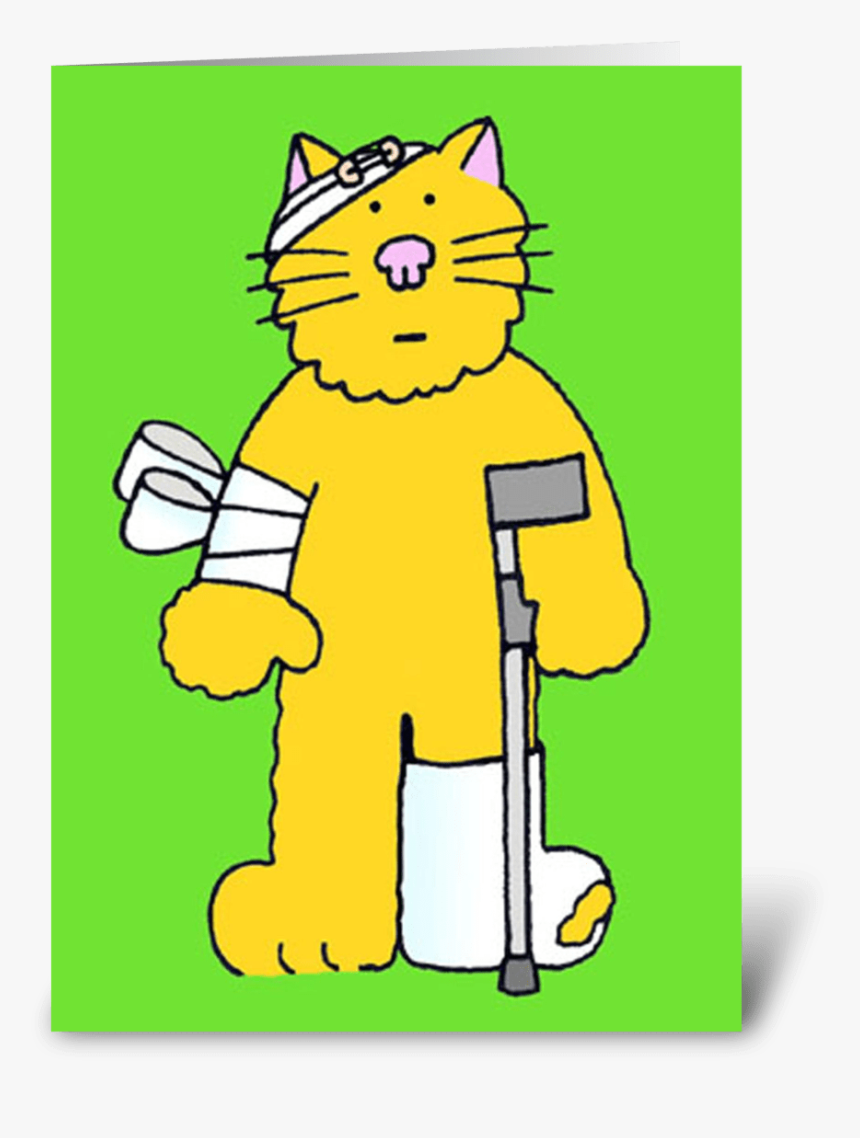 Cat Well Soon Cat On A Crutch - Cat With Broken Leg, HD Png Download, Free Download