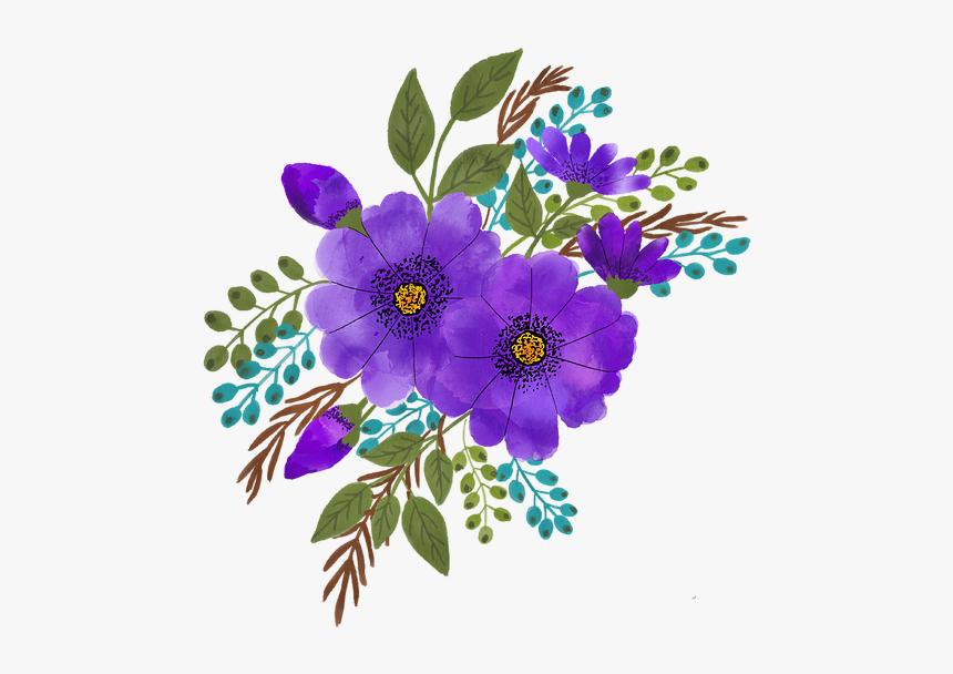 Purple Teal Flower Clipart, HD Png Download, Free Download