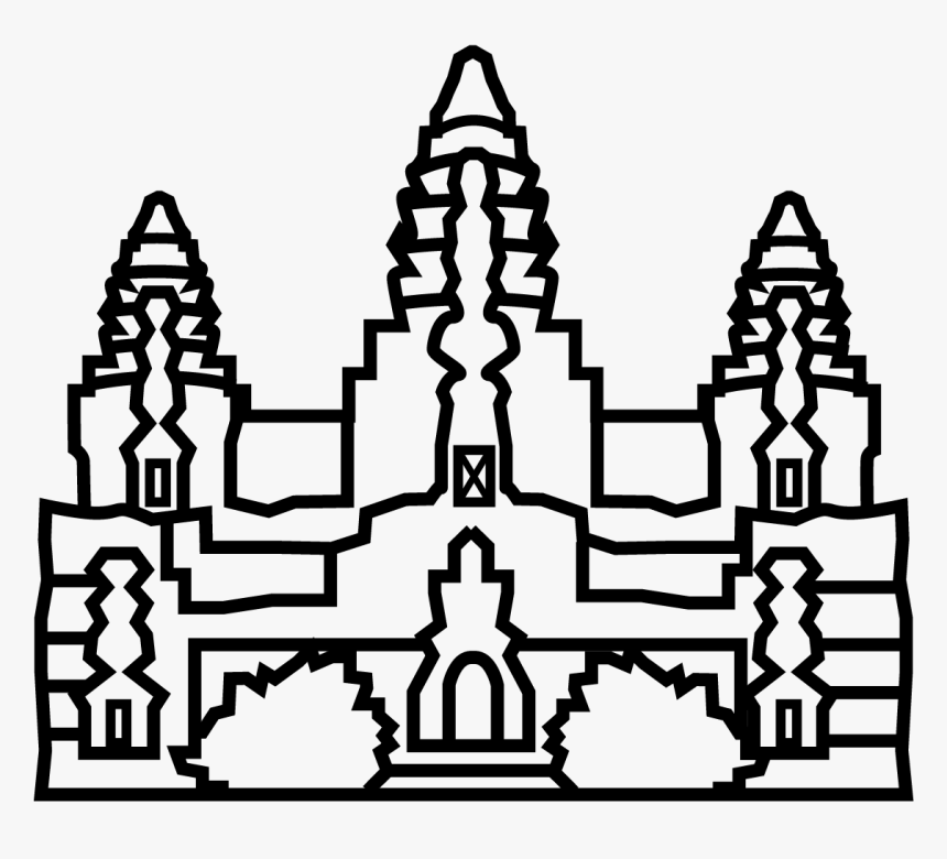 Angkor Wat Black And White Icon, HD Png Download, Free Download