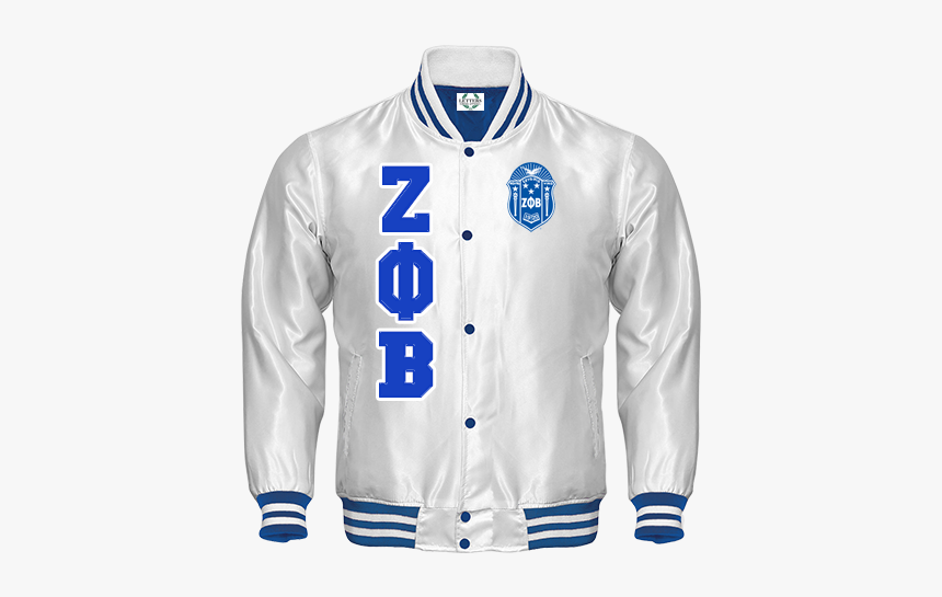 Zeta Phi Beta Satin Baseball Bomber Jacket - Phi Beta Sigma White Bomber Jacket, HD Png Download, Free Download