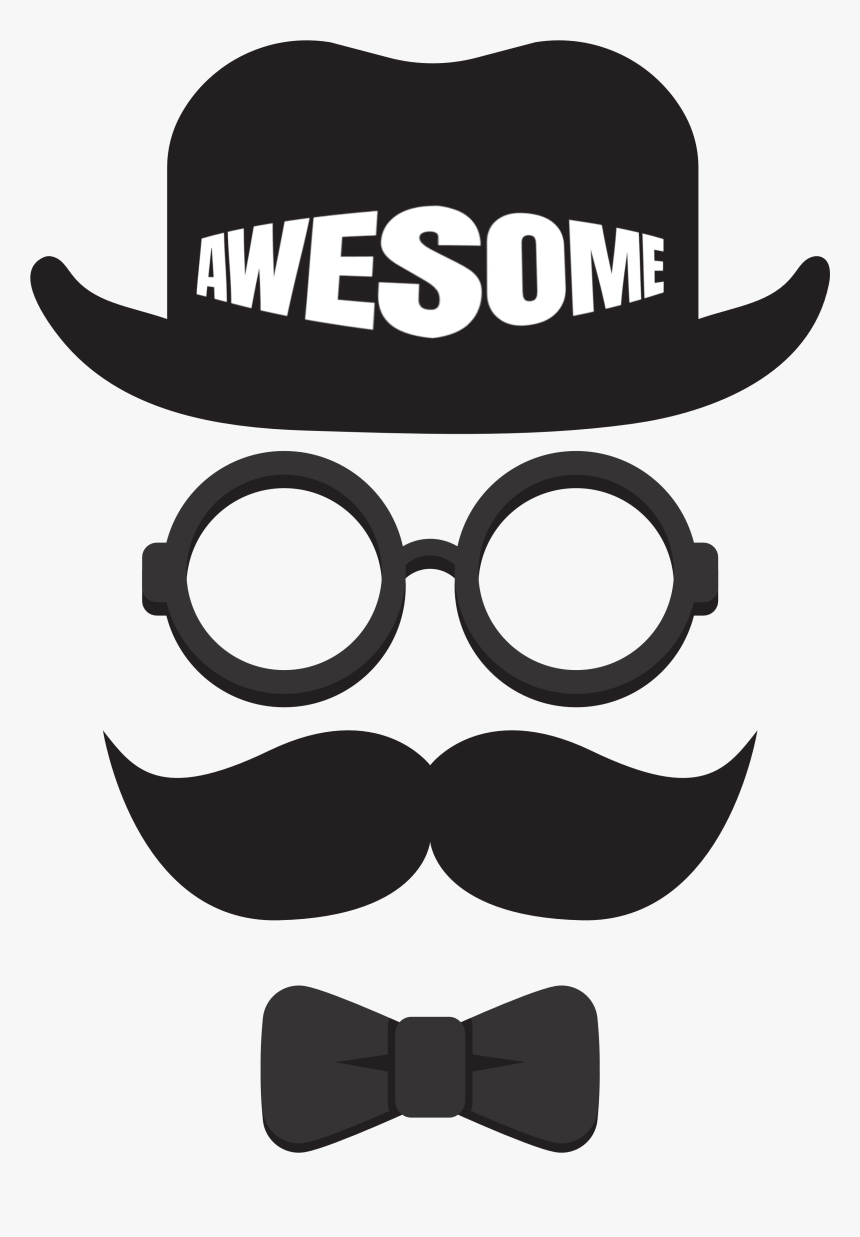 Awesome Face With Cool Glaces, Hat, Beard And Bow Tie, HD Png Download, Free Download