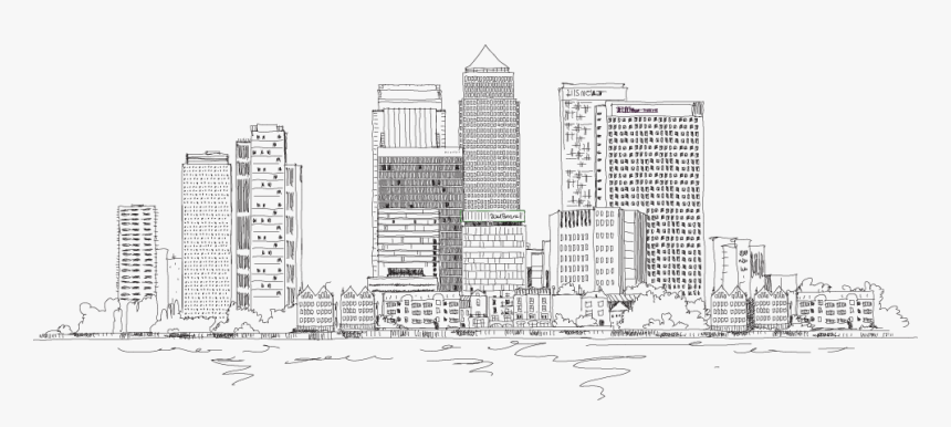 Wharf Clipart Black And White - Canary Wharf Sketch, HD Png Download, Free Download