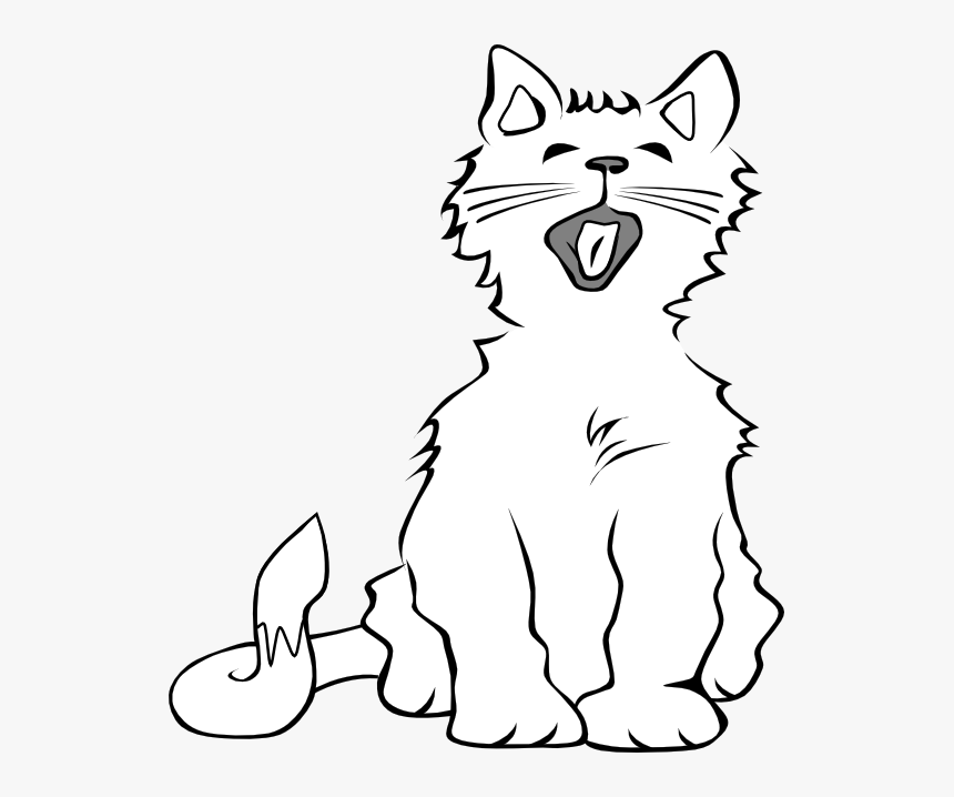 Black & White Clipart Meow Cat, HD Png Download, Free Download