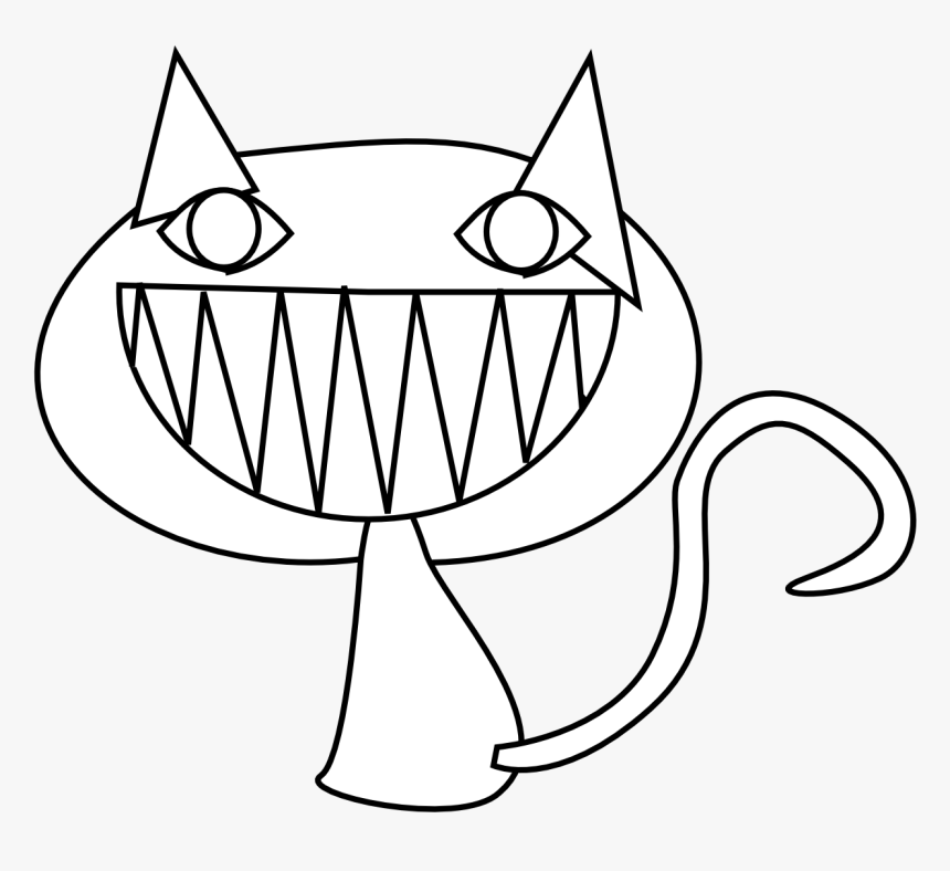 Smile - Clipart - Black - And - White - Black Smiling Cat Clipart, HD Png Download, Free Download