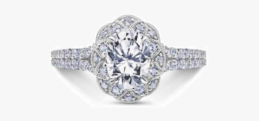 Scalloped Halo Engagement Ring, HD Png Download, Free Download