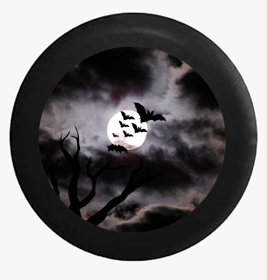 Bats Flying In The Night Sky In The Full Moon Jeep - Bats And Moon, HD Png Download, Free Download