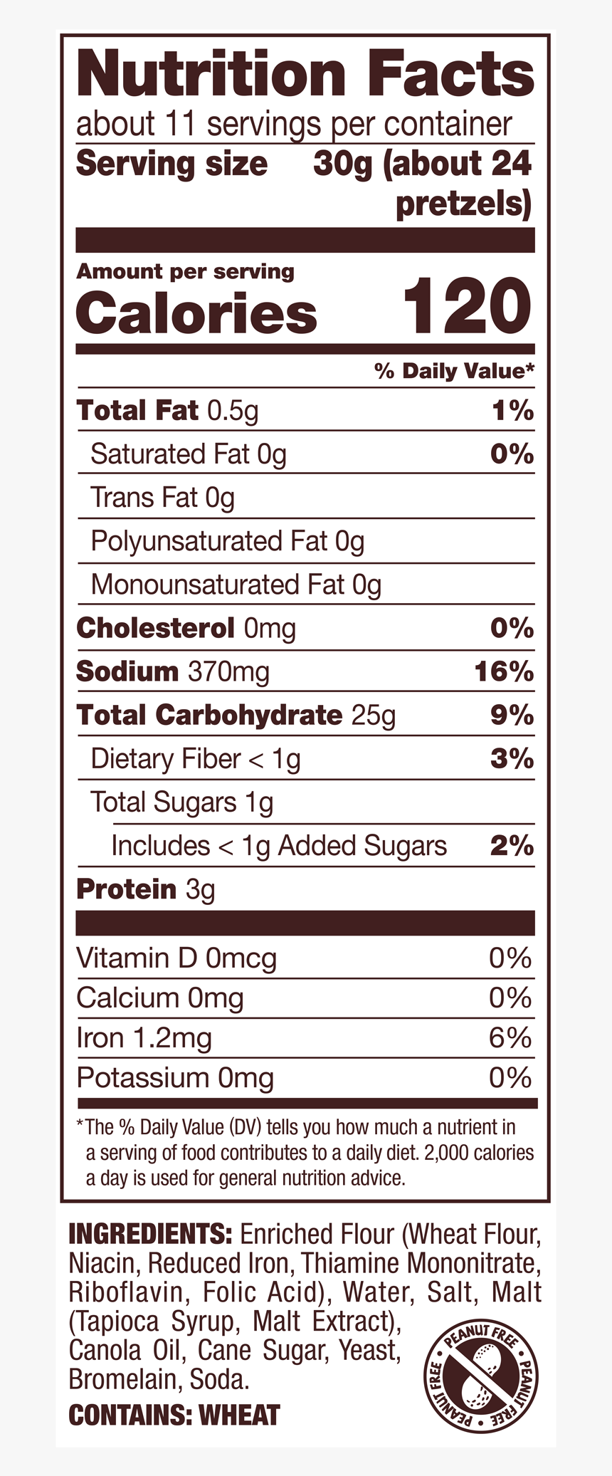 Pretzel Sticks Bag Nutrition Facts Hd