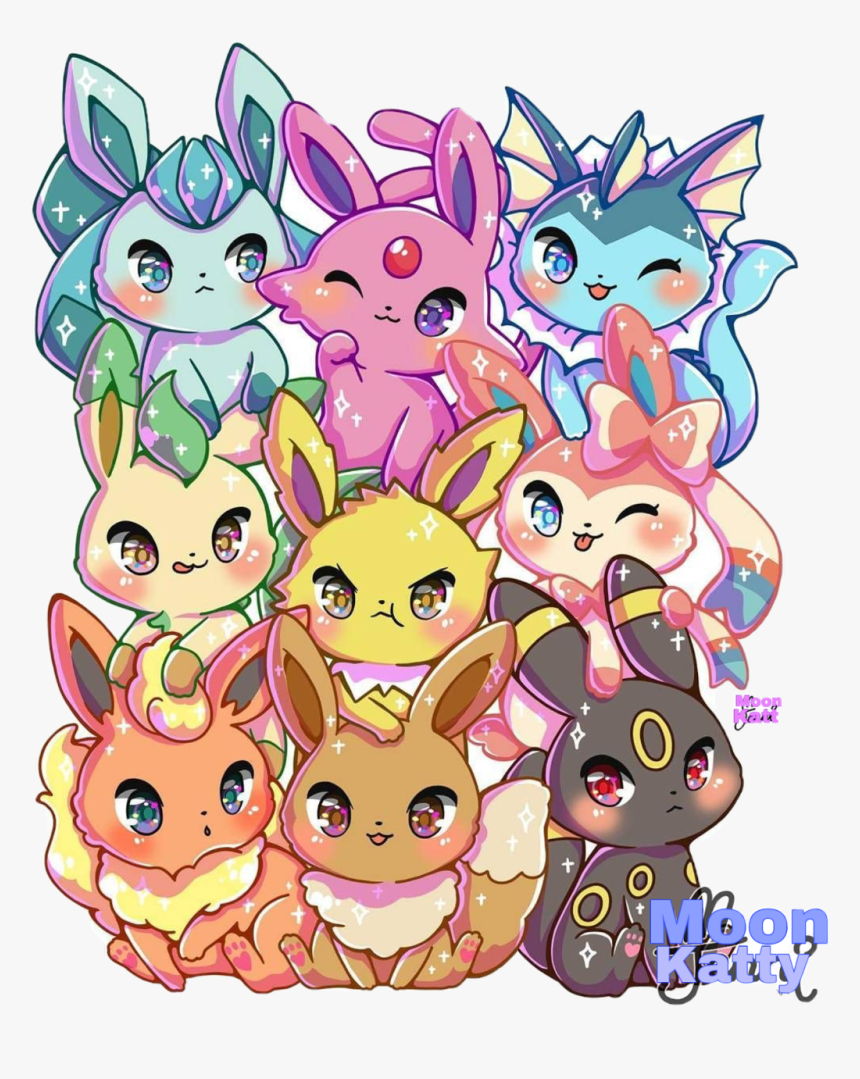 #eeveelutions #cute #kawaii #adorable #stack #veporeon - โปเก ม่อน น่า รัก ๆ, HD Png Download, Free Download