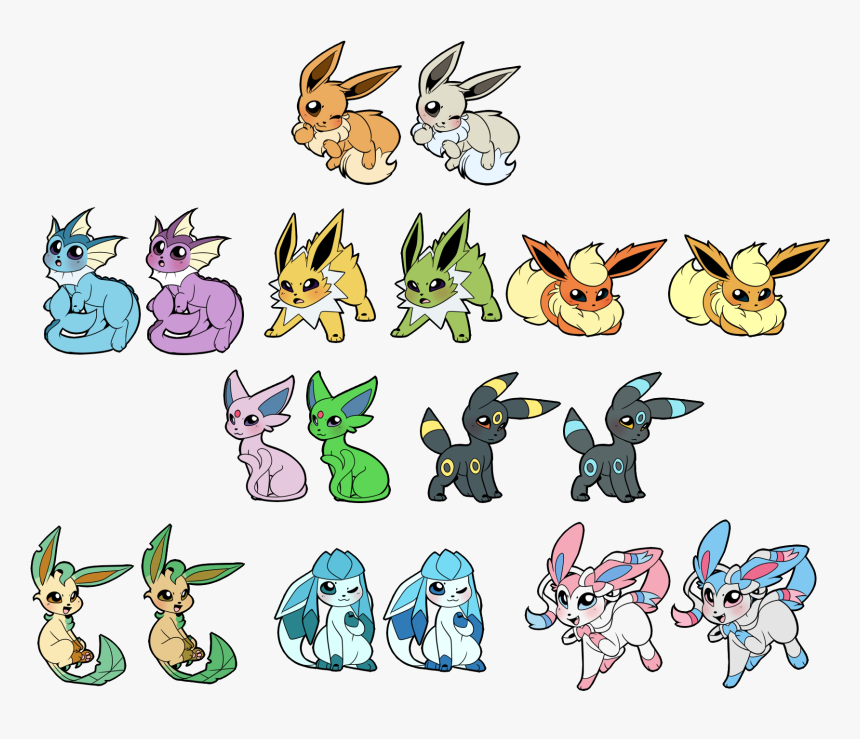 [red Bubble Design] Eeveelutions - Cartoon, HD Png Download, Free Download