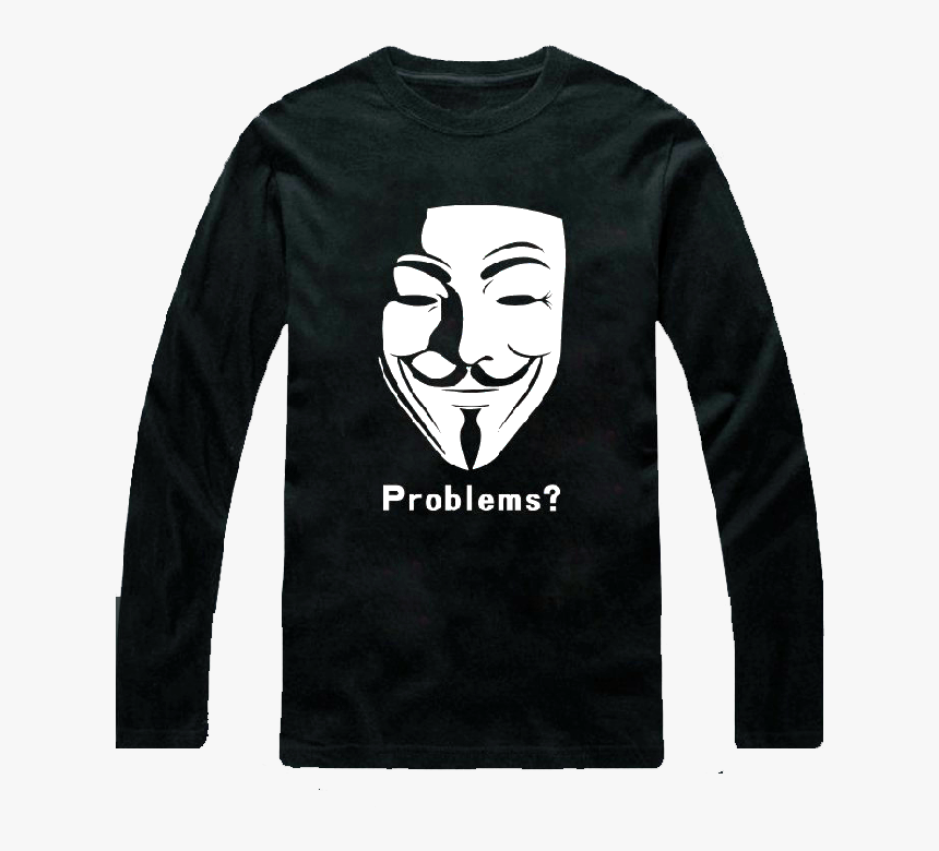 Transparent Guy Fawkes Mask Png - Long-sleeved T-shirt, Png Download, Free Download