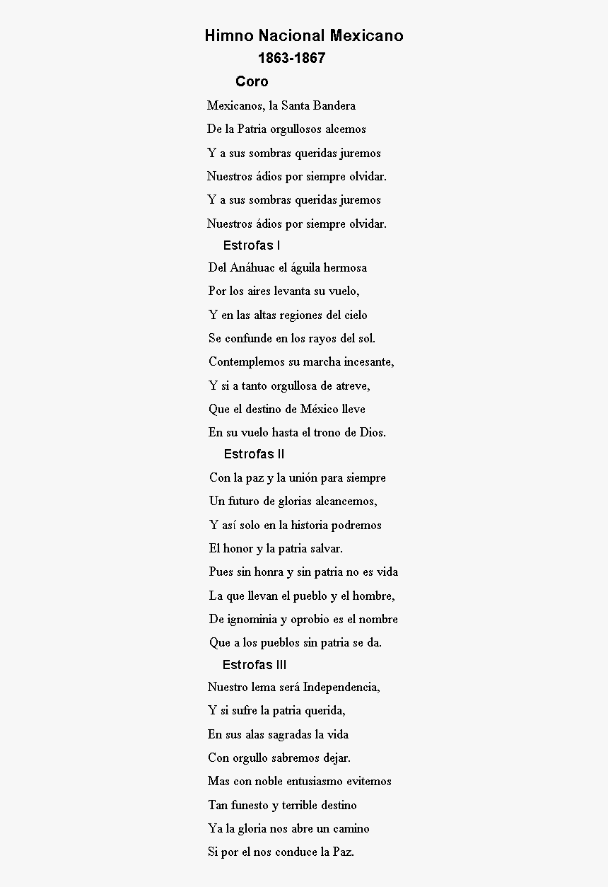 Himno Nacional Imperio De Mexicano - Himno Nacional Completo Letra Mexicano, HD Png Download, Free Download