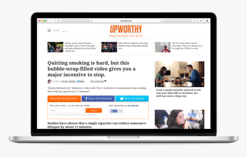 Upworthy-macbook - Social Media Post Dashboard, HD Png Download, Free Download