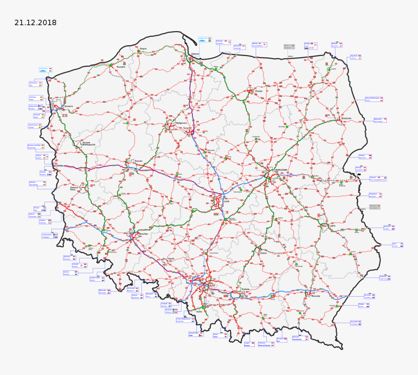 Mapa Dróg Krajowych W Polsce, HD Png Download, Free Download