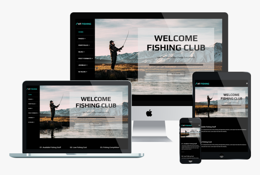 At Fishing Free Responsive Joomla Template - Joomla Template Responsive Joomla, HD Png Download, Free Download