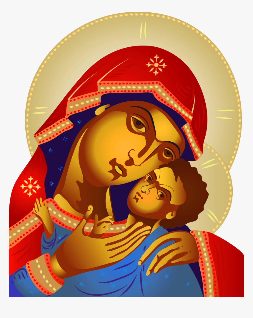 Virgin Mary And Baby Jesus Png Clip Art - Virgin Mary Emoji Png, Transparent Png, Free Download