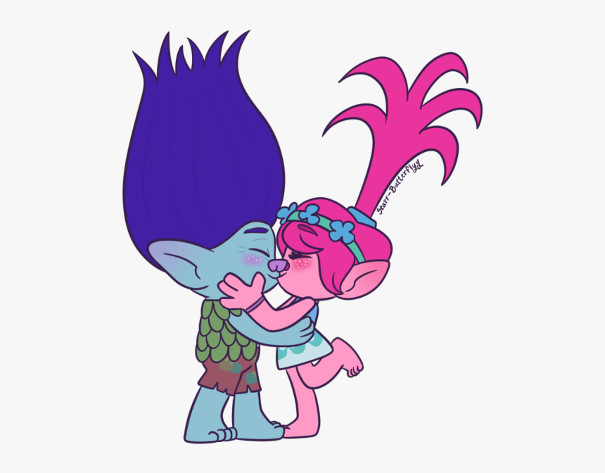 Trolls Kiss Clip Art - Trolls Branch And Poppy Kiss, HD Png Download, Free Download