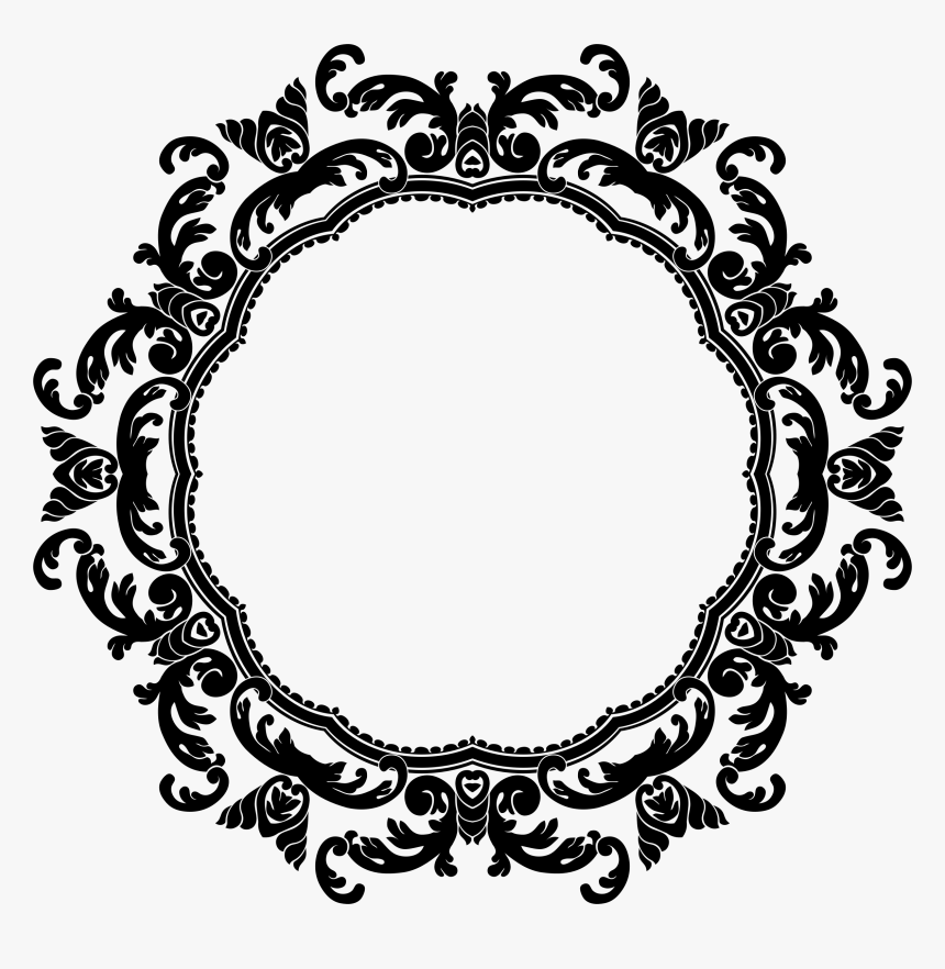 Floral Circle Border Png Image - Round Design Black & White Png, Transparent Png, Free Download