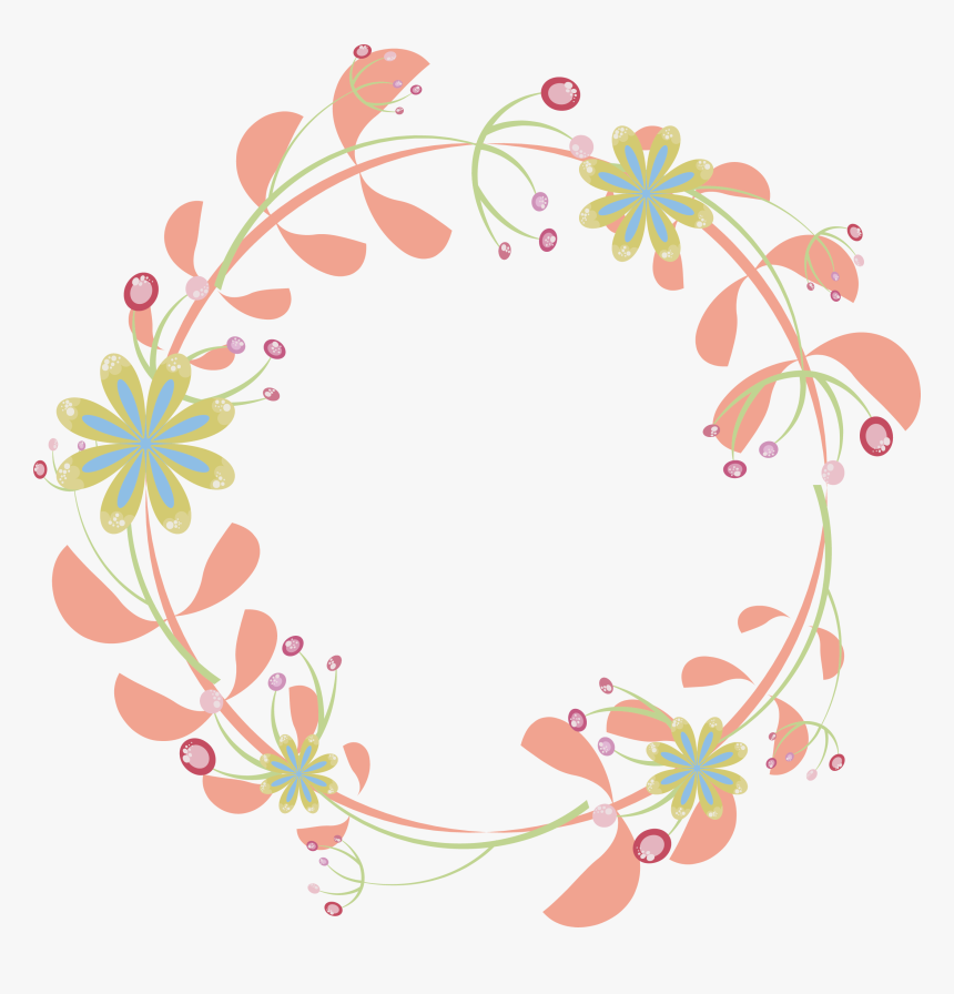 Border Flowers Pink Rattan Round Transprent Png - Round Flower Border Png, Transparent Png, Free Download