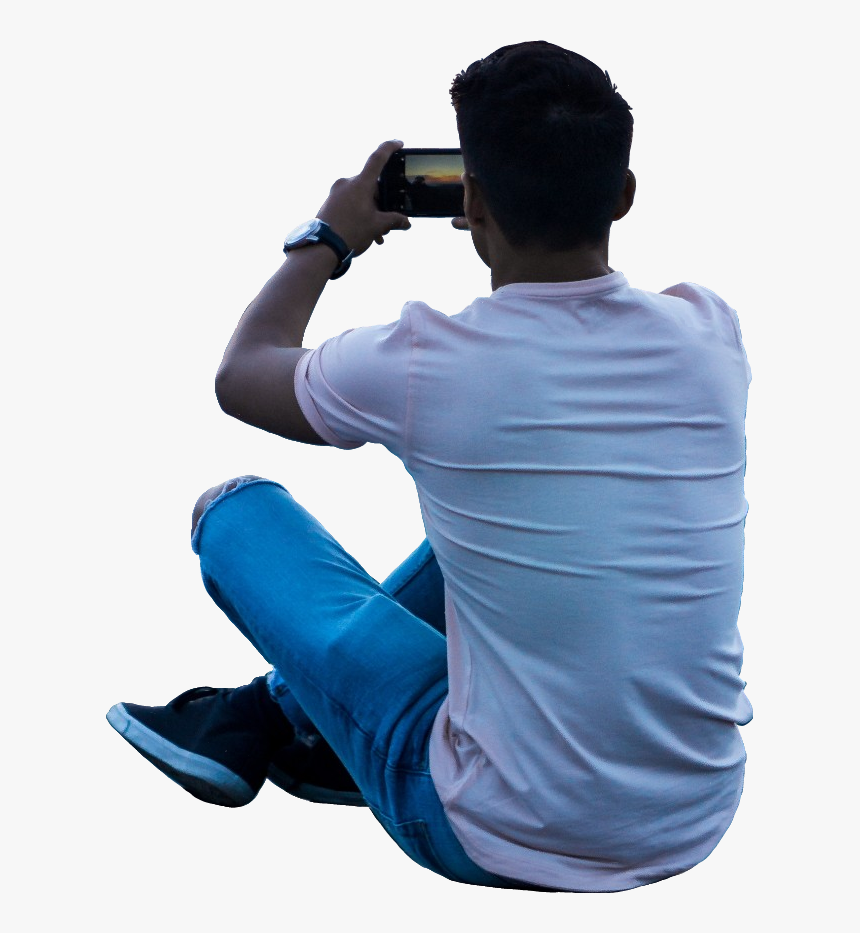 #man #sitting #camera In #hand #person #overlay #cutout - Sitting, HD Png Download, Free Download