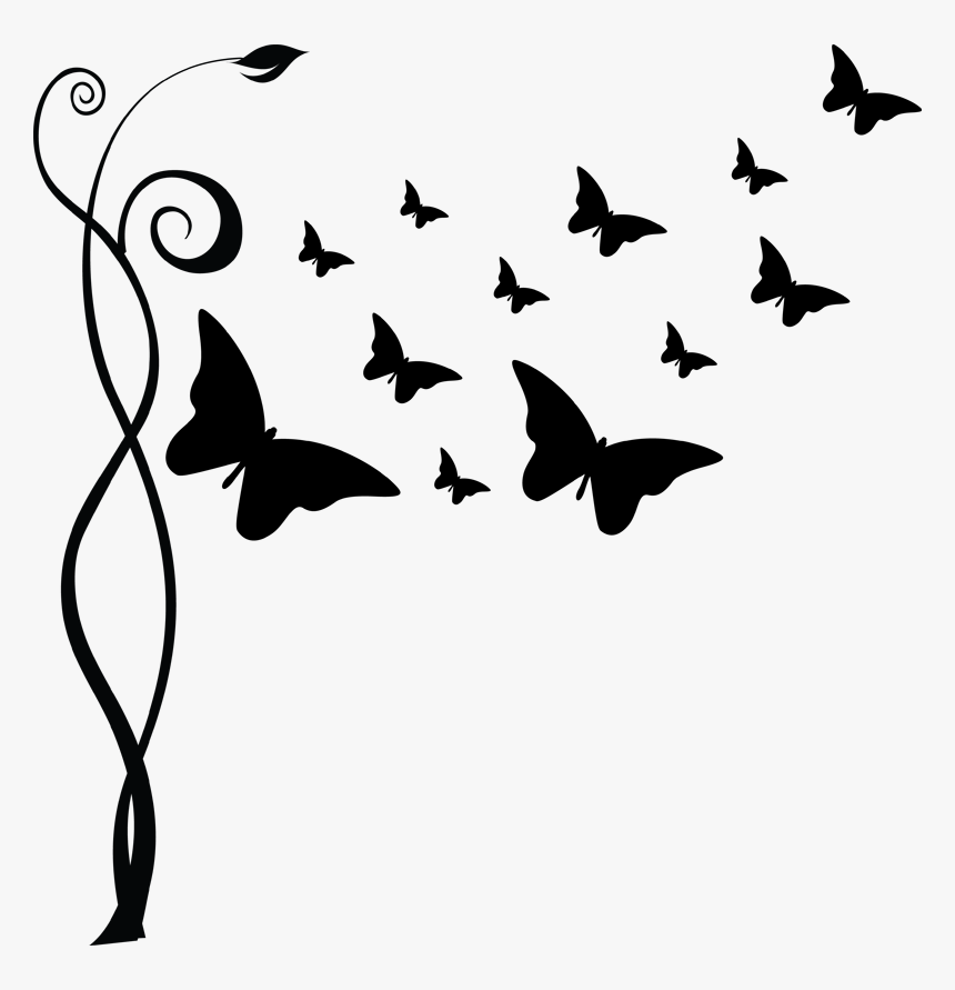 Clip Art Butterfly Flying Silhouette - Flying Butterfly Clipart Black