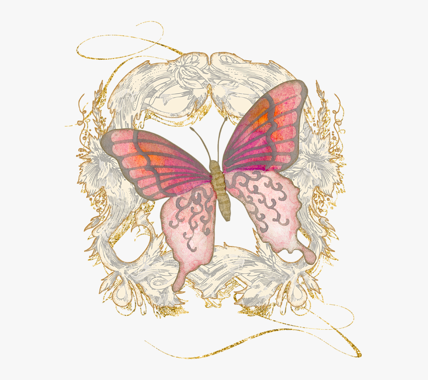 Transparent Vintage Swirl Png - Vintage Card Butterfly, Png Download, Free Download