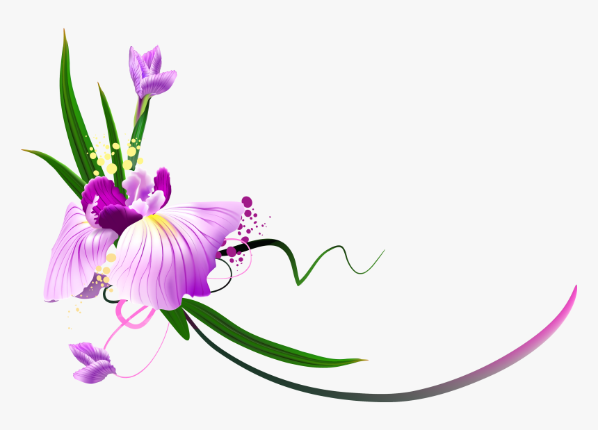 Beautiful Purple Floral Decor Png Clipart - Floral Png, Transparent Png, Free Download