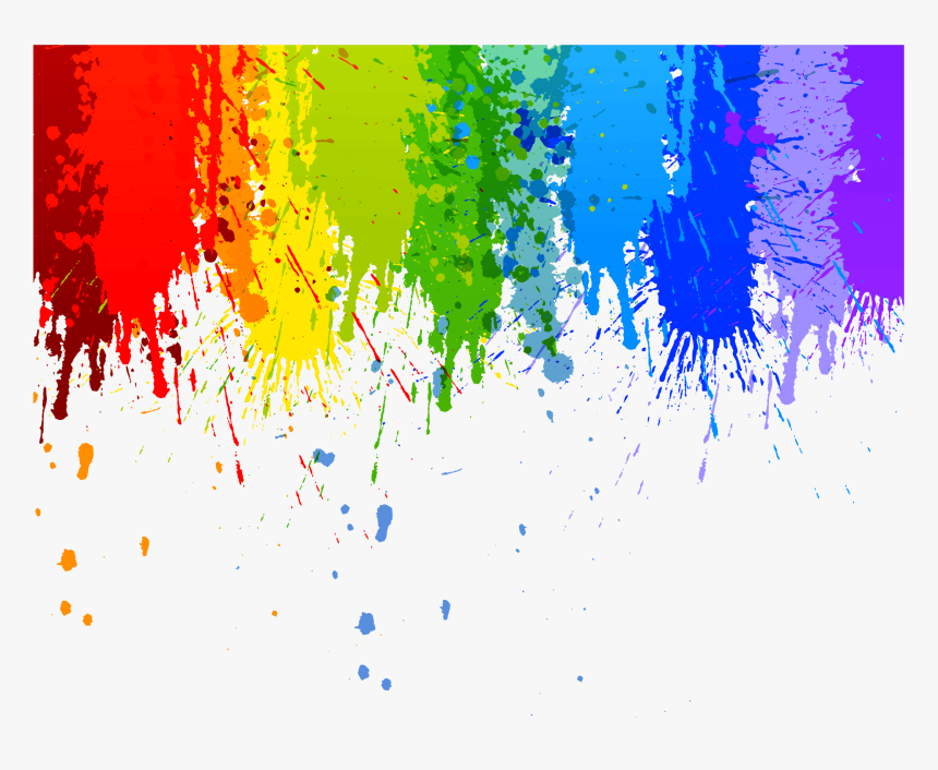 Rainbow Colour Splash Drip Transparent Background - Rainbow Paint Splatter, HD Png Download, Free Download