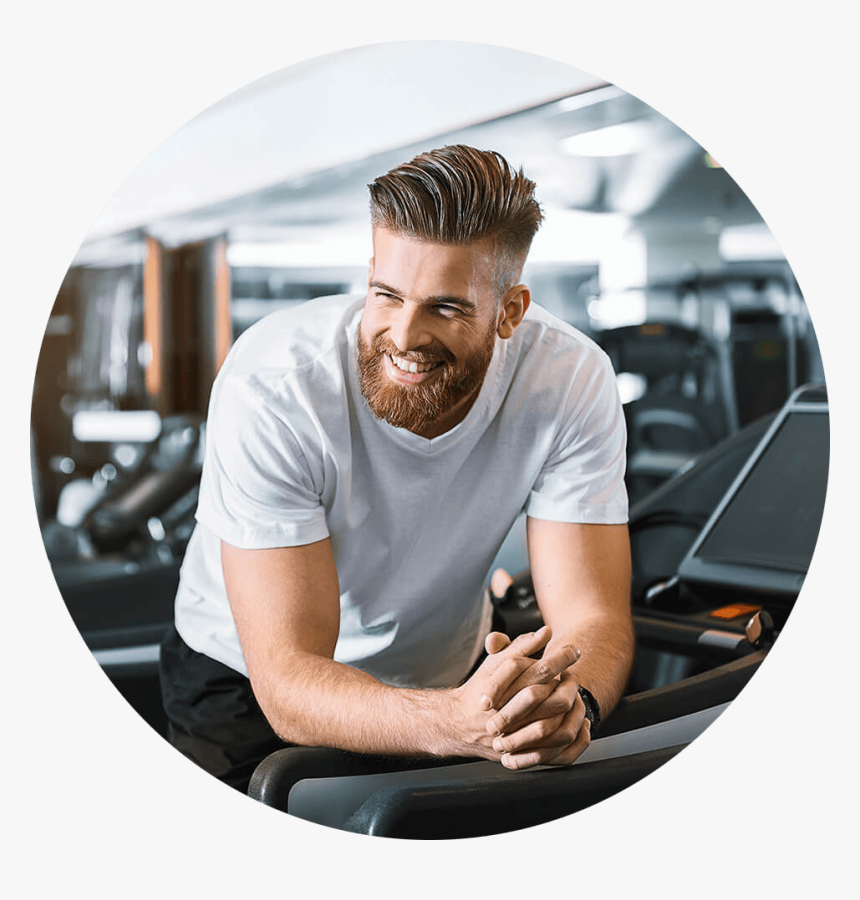 Man Smiling As He Leans On Gym Equipment - Smiling Man In Gym, HD Png Download, Free Download