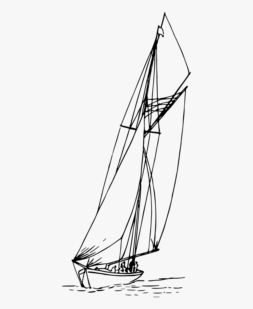 Sail Boat - Sailing Boat Clipart Black And White, HD Png Download, Free Download