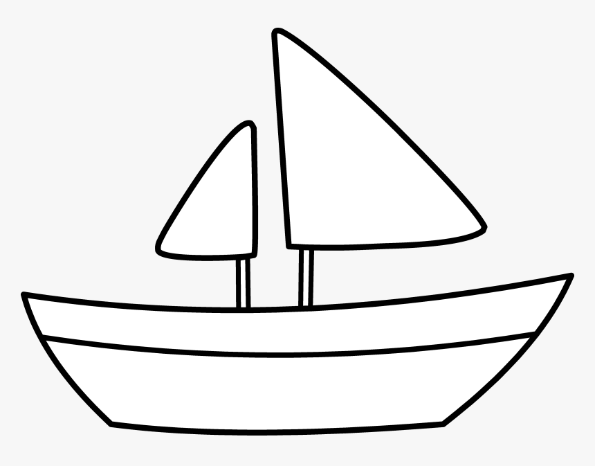 Sailboat Black And White Boat Sail Sideways Clip Art - Simple Ship Clip Art, HD Png Download, Free Download