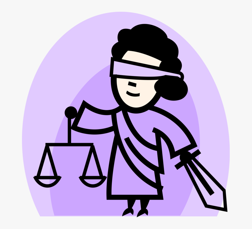 Vector Illustration Of Justice Scales With Blindfolded, HD Png Download, Free Download
