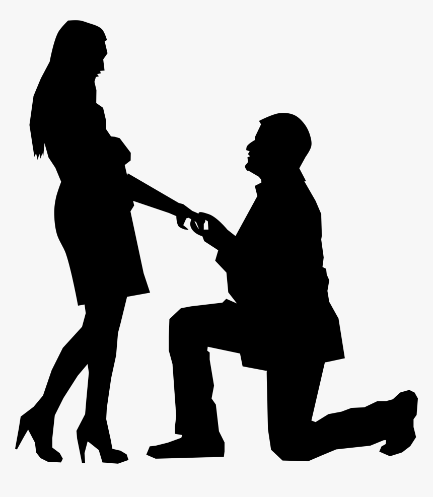 Man On One Knee Silhouette Clip Arts - Man On One Knee Proposing, HD Png Download, Free Download