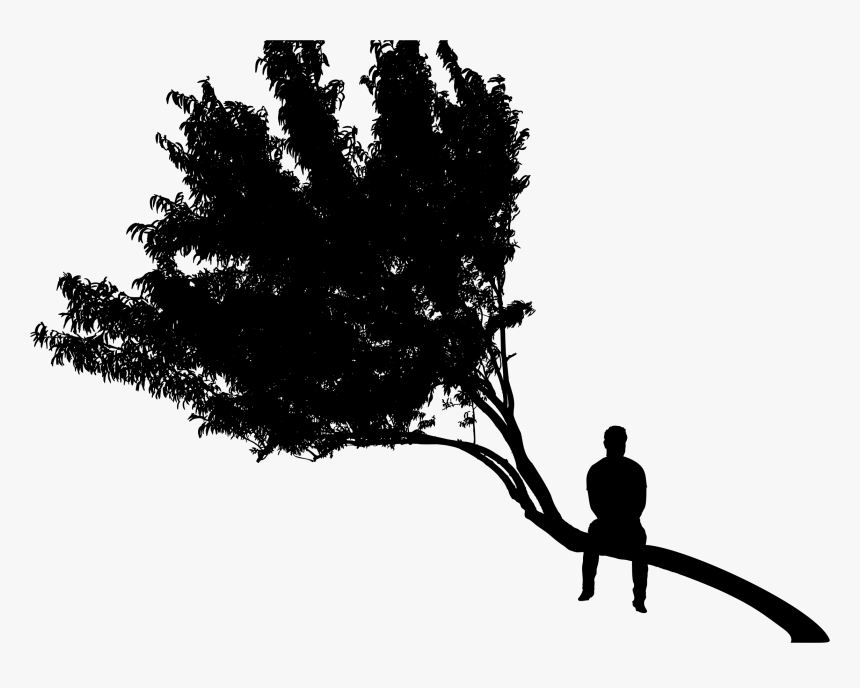 Man Sitting On Tree Silhouette Clip Arts - Man In Tree Silhouette, HD Png Download, Free Download