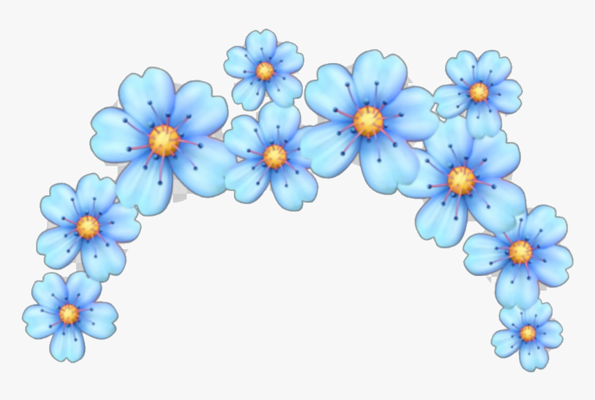 Flower Crown Blue Flowers Tumblr Kawaii Emoji Transparent - Emoji Flower Crown Png, Png Download, Free Download