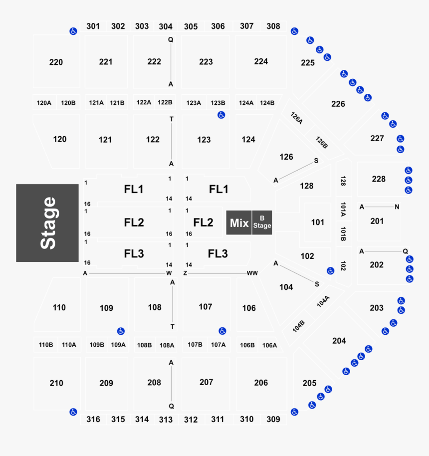 Transparent Weezer Png - Van Andel Arena Rows Map, Png Download, Free Download