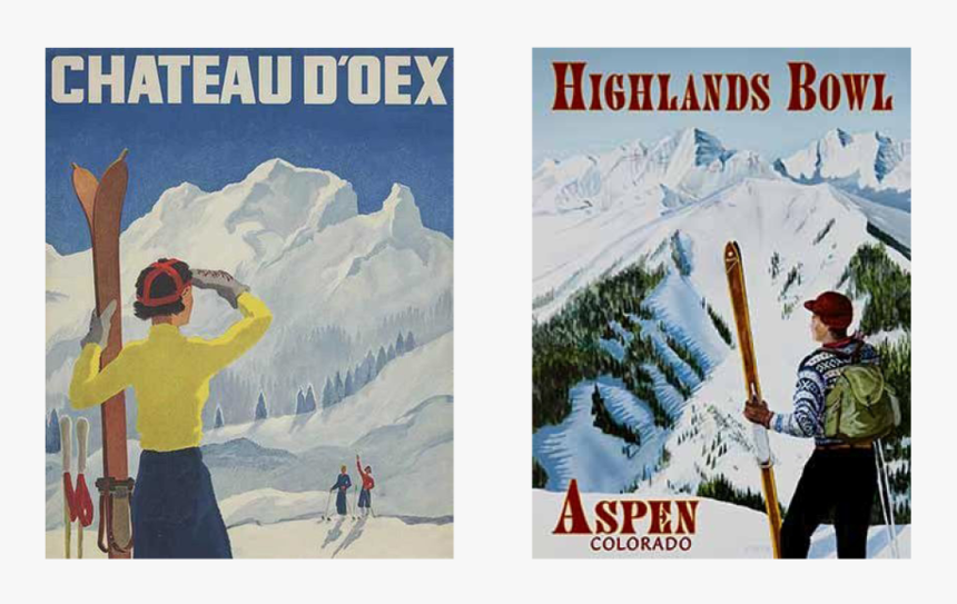 Vintage Poster Slides6 - Vintage Aspen Ski Poster, HD Png Download, Free Download