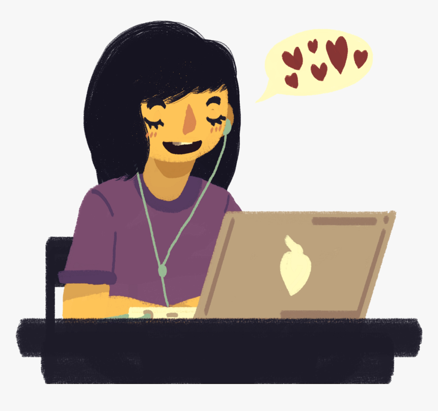A Girl Sitting At A Desk Typing On Her Computer And Girl Typing
