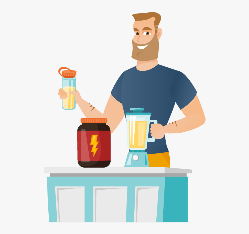 Are You Eating Enough Protein - Protein Shake Man Cartoon, HD Png Download, Free Download