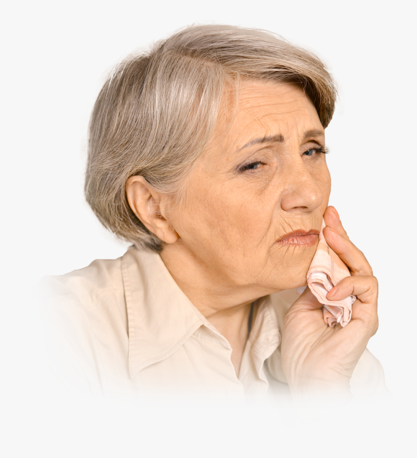 Senior Woman With Tooth Pain In Need Of Dentures Stabilization, - Human, HD Png Download, Free Download